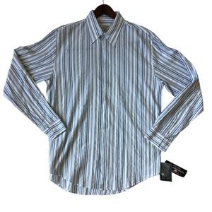 Ralph Lauren Polo Shirt Mens Large Button Down Cotton Shirt Blue Stripes